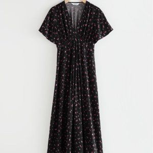 And Other Stories Midi Black Florals Dress
